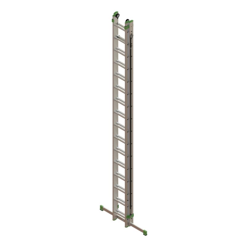 Alu rope operated ladder 2 pieces with traverse 2x16 rungs