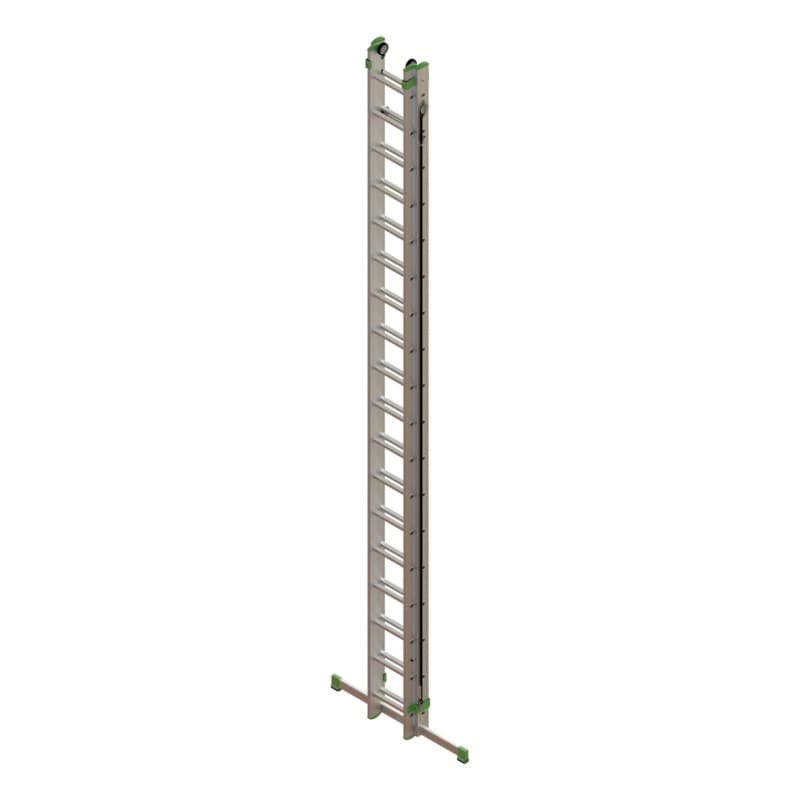 Alu rope operated ladder 2 pieces with traverse 2x18 rungs
