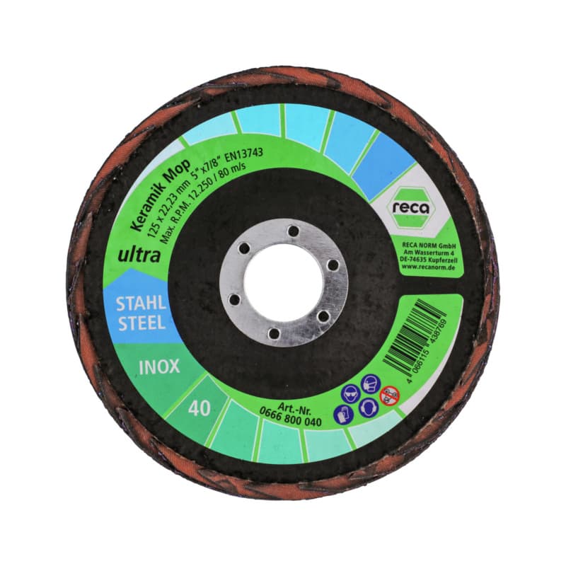 ultra purple ceramic mop flap disc, 125 mm, grain 40