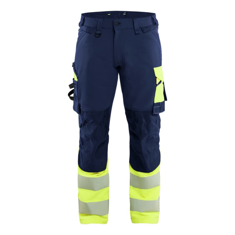 HiVis Work Pants 4-W-S Navy Blue/ HiVis Yellow 1126 1648 8933 C144