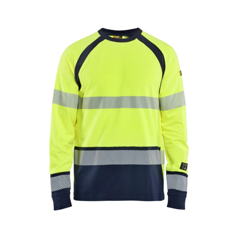 Multinorm HiVis Long-Sleeved T-Shirt Yellow/Navy Blue 3436 1737 3389 4XL