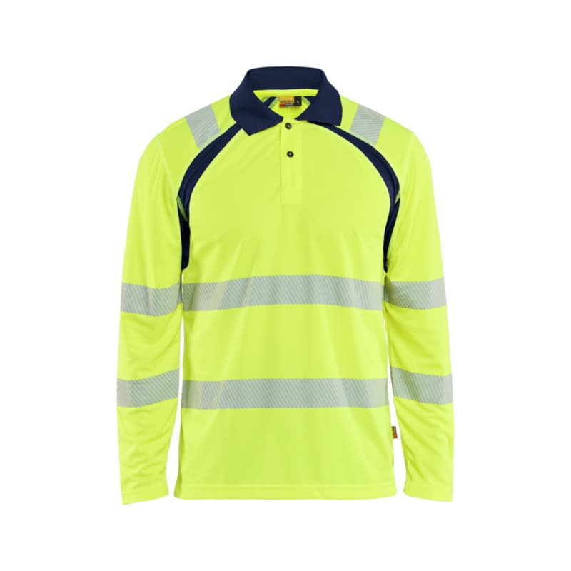 UV Polo Shirt HiVis Long Sleeve HiVis Yellow/Navy Blue 3598 1013 3389 4XL