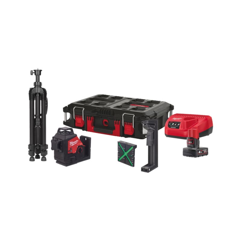 Milwaukee M123PLSKIT-401P Akku-Kreuzlinienlaser 3 x 360° Kit