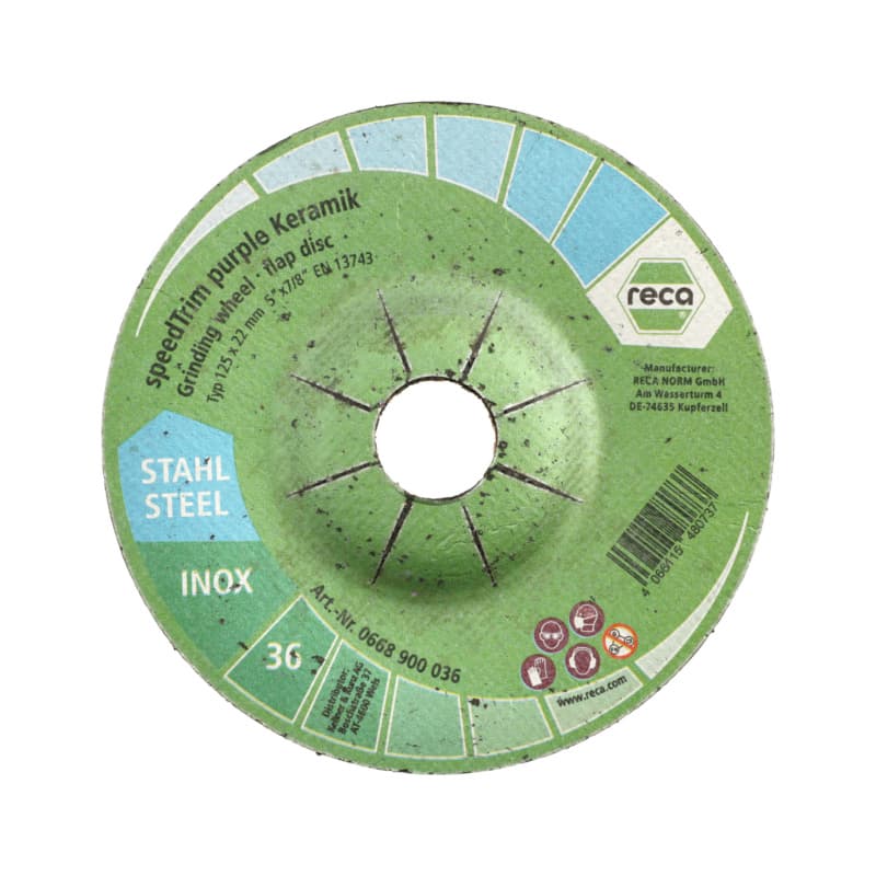 speedTrim purple ceramic sanding disc, grain 36, 125 mm