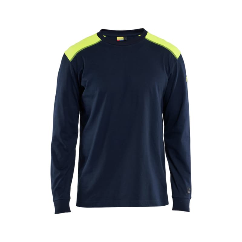 Flame Retardant Long Sleeve T-Shirt D.NavyBlue/HVis Y 3483 1737 8933 4XL
