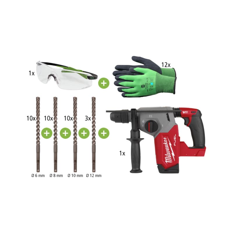 Power Set Hammerbohrer x-twin SDSplus + Akku Bohrhammer Milwaukee