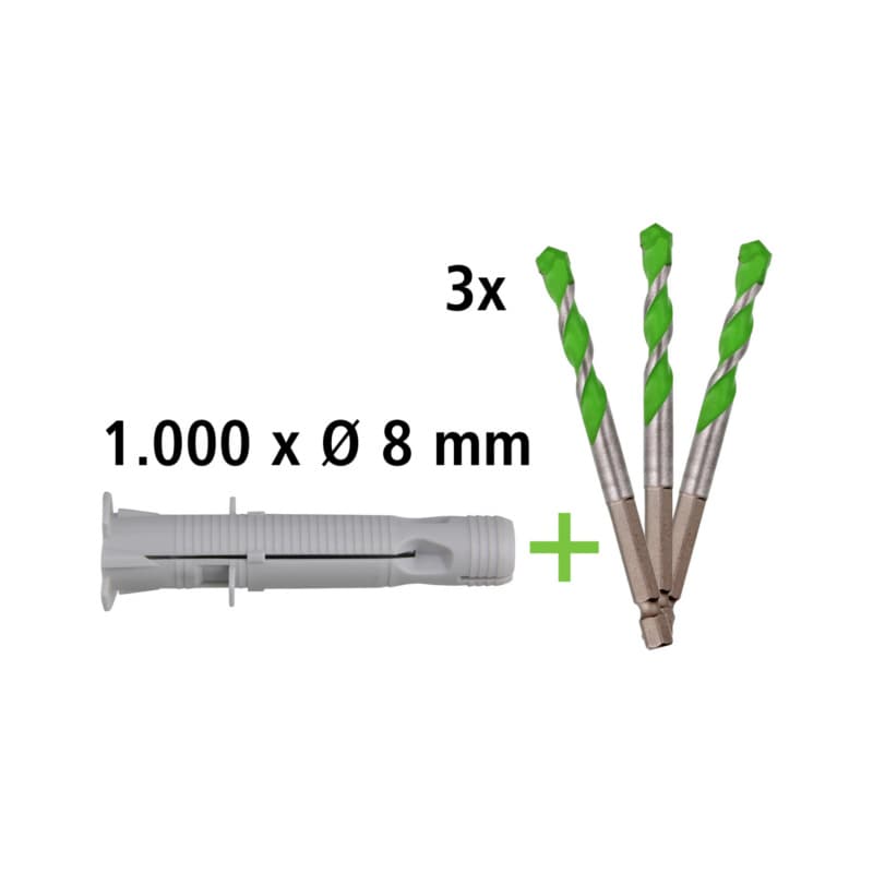 Multidübel RMU Ø 8 mm Package inkl. Mehrzweckbohrer UNICON Hex