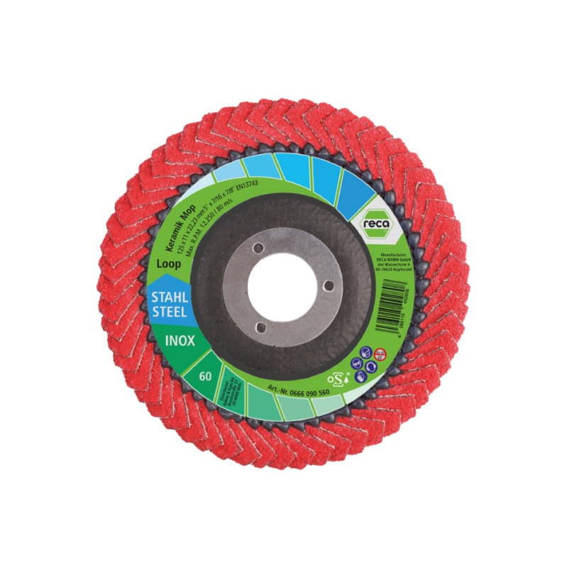 125 mm Loop Mop ceramic flap disc, width 11 mm, grain 60