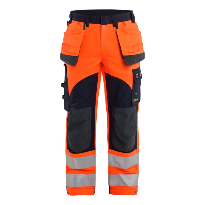 Multinorm Work Trousers Inherent High Vis Orange/Navy Blue 1589 1524 5389 C44
