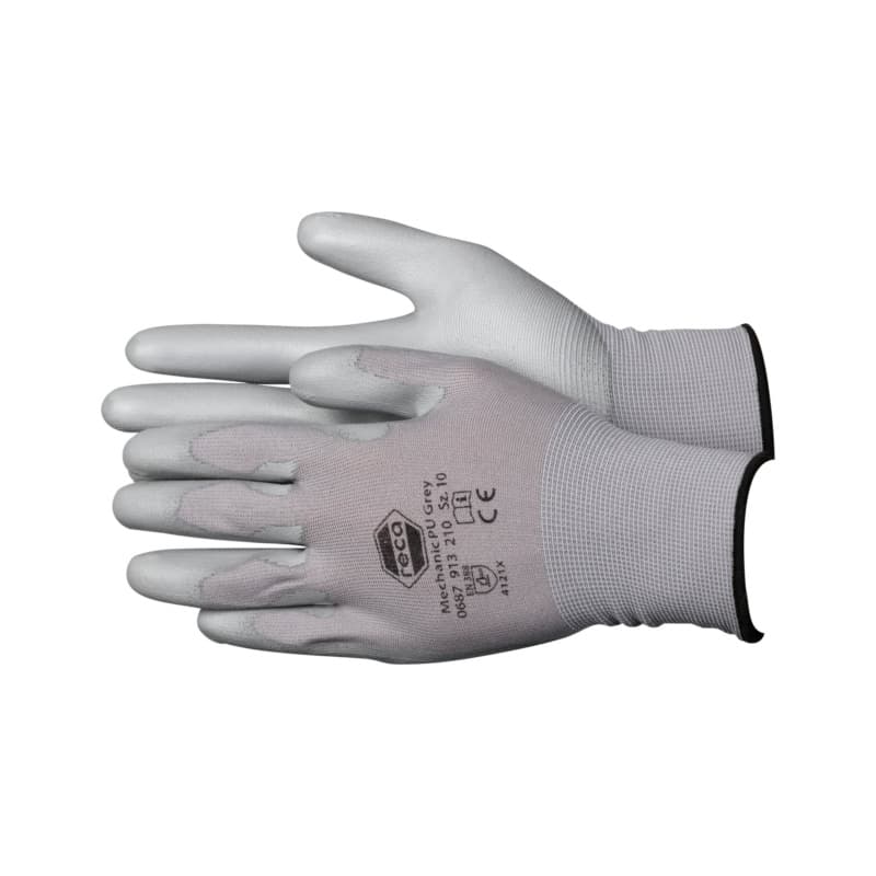 Mechanic PU Nylon assembly glove, PU coating, grey, size 6