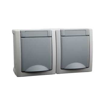 Schuko socket, 2-way surface-mounted damp room
