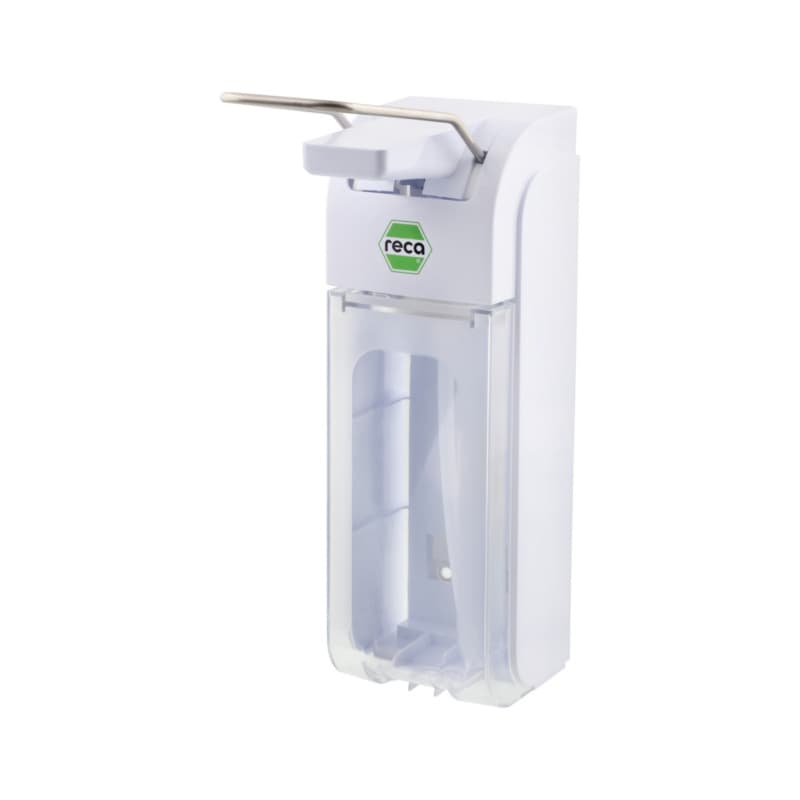 Arm lever dispenser for disinfectants