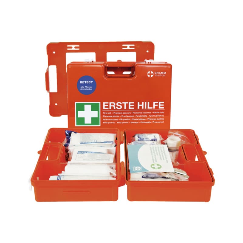 DOMINO DETECT first aid case, DIN 13157, orange