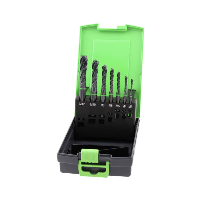 Machine tap set, green ring, DIN 371/376, HSS-Co, for blind hole, M3–M12