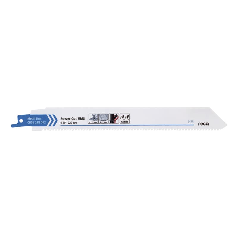 RECA sabre saw blade Power Cut HM8, tooth pitch 8 TPI/ZpZ, length 225 mm