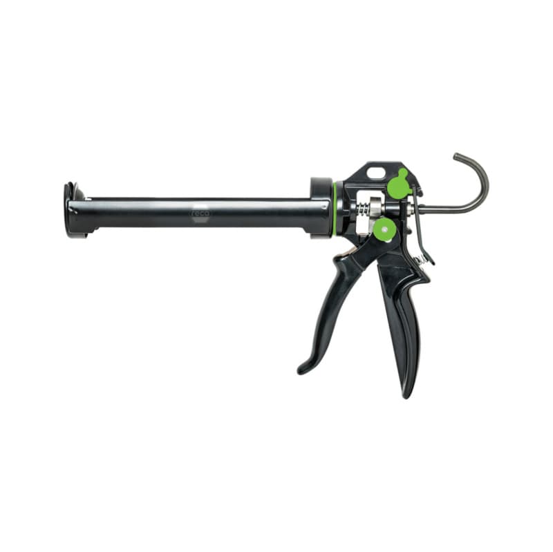 RECA PROFI caulking gun with selectable transmission ratio