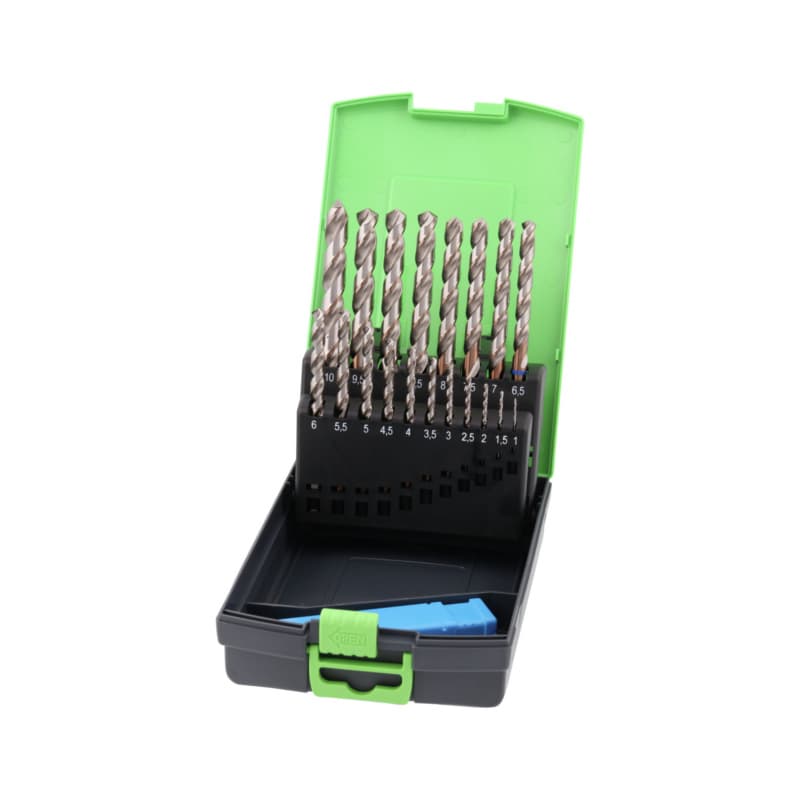 ultra steel HSS twist drill set, DIN 338, 1.0–10.0 mm