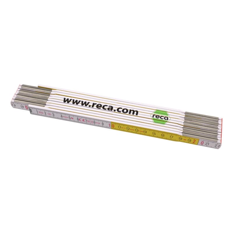 RECA wooden folding rule, dec. scale 2 m