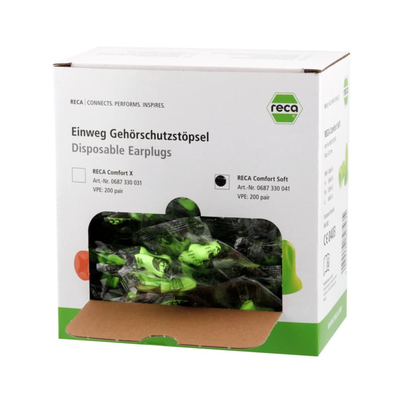 RECA Comfort Soft disposable ear plugs EN 352-2 green SNR 24 dB(A)