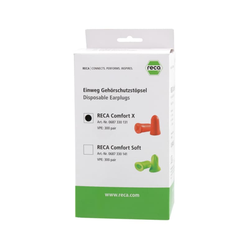 RECA Comfort X disposable ear plugs EN 352-2 orange, refill SNR 33 dB(A)