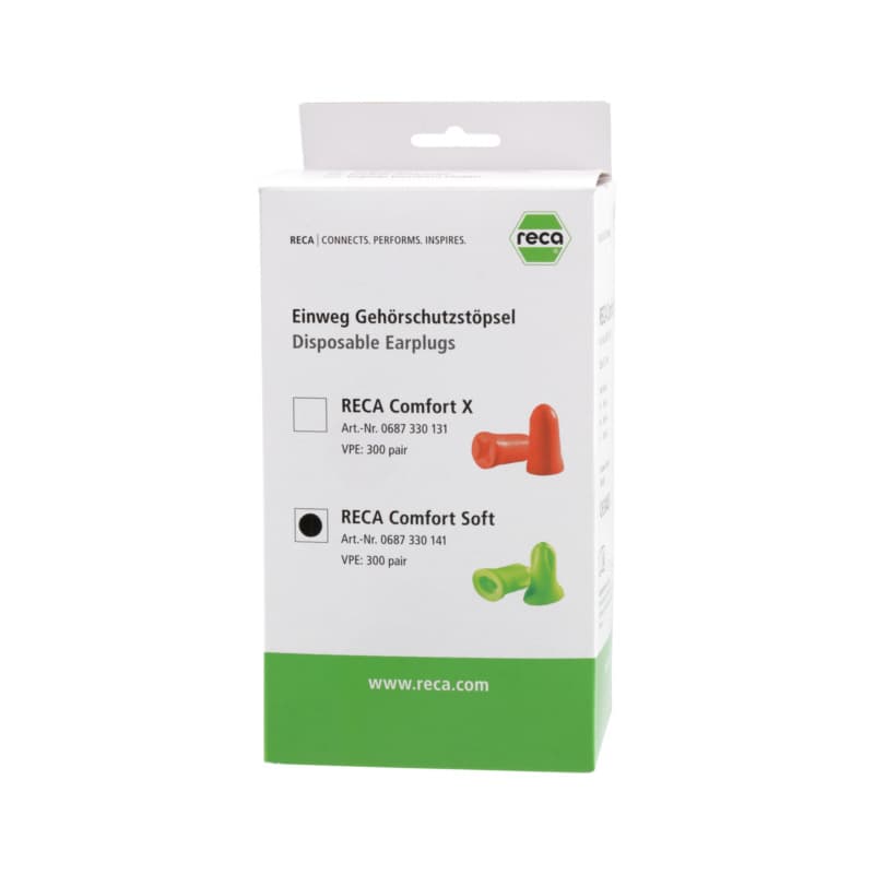 RECA Comfort Soft disposable ear plugs EN 352-2 green, refill SNR 24 dB(A)