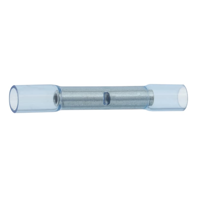 Butt connector with heat-shrink tubing insulation, blue, 1.5–2.5 mm²