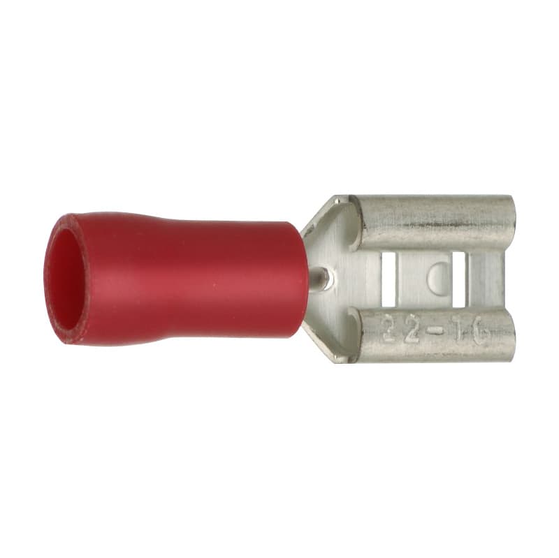 Flat plug-in sleeves, 46245 Part 1–3, red, insulated, 2.8 x 0.8 mm