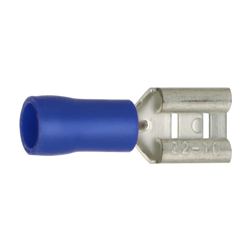 Flat plug-in sleeves, 46245 Part 1–3, blue, insulated, 2.8 x 0.8 mm