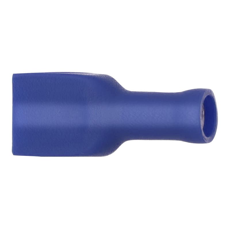 Flat plug-in sleeves, blue, fully insulated, 6.3 x 0.8 mm