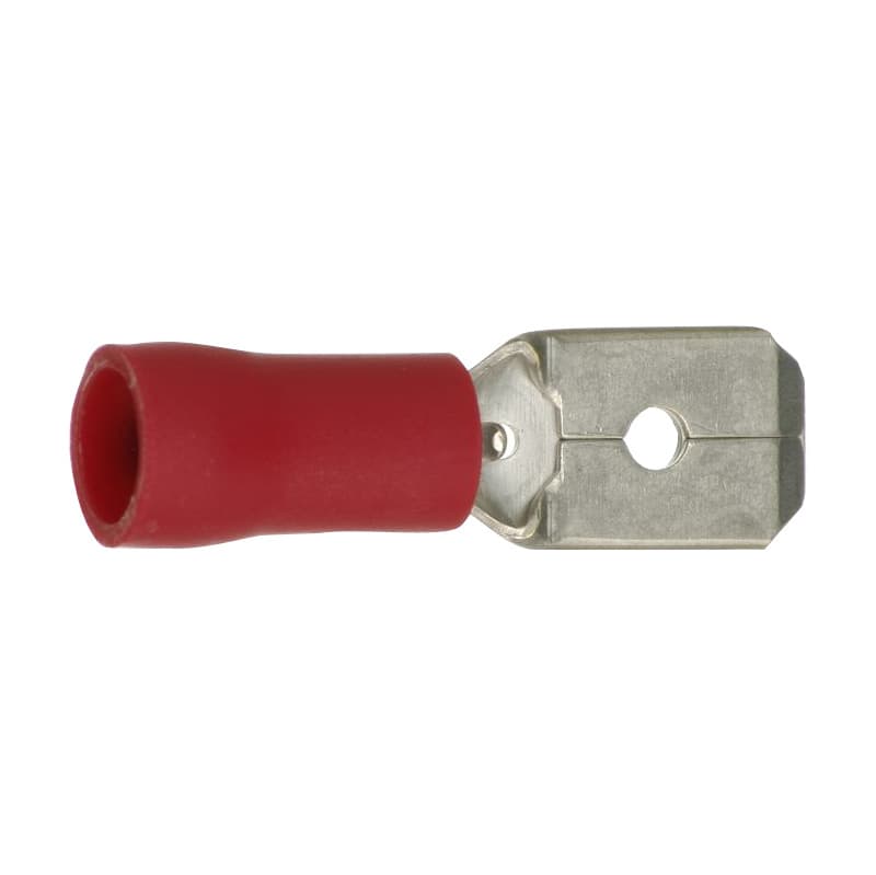Flat plug, red, insulated, 2.8 x 0.8 mm