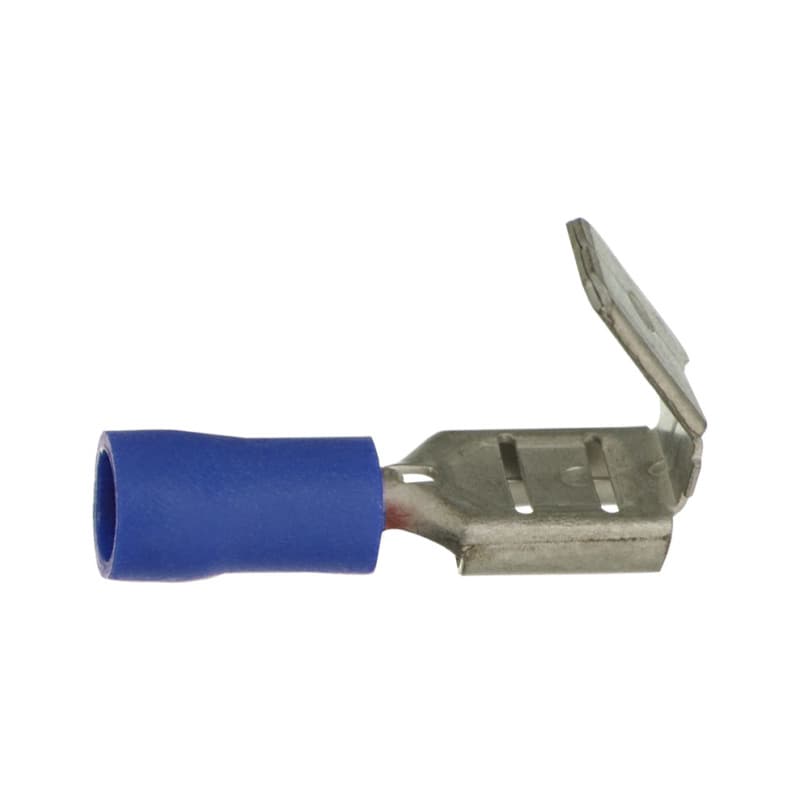 Flat plug-in sleeves, blue, insulated, 6.3 x 0.8 mm