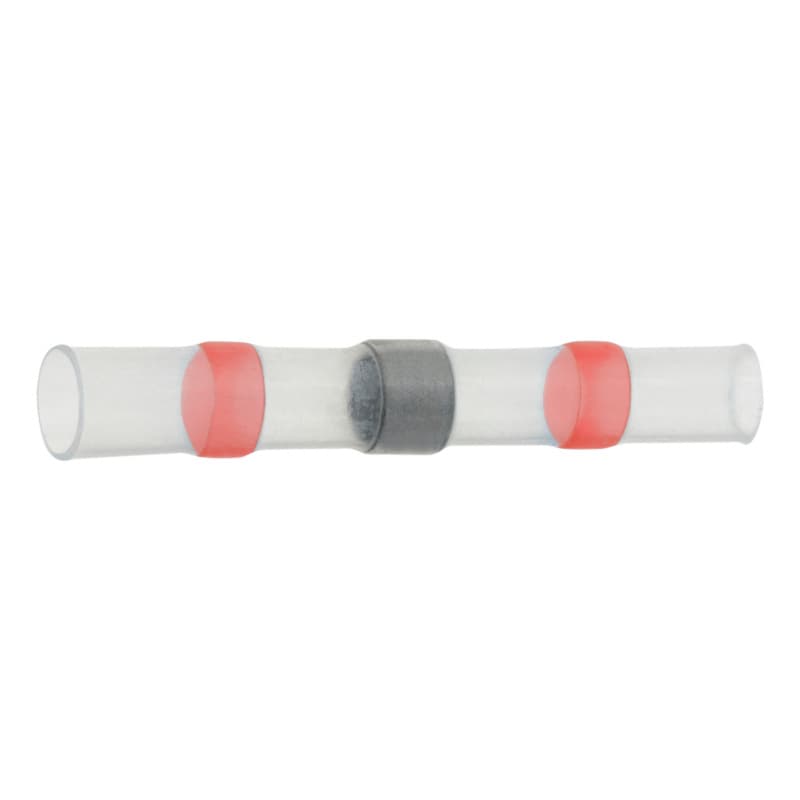 Solder connector with heat-shrink tubing insulation, red, 0.5–1.5 mm²