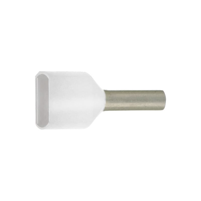 Duo wire end ferrules, DIN 46228 Part 4, white, insulated, 2x0.5 mm² x 8 mm