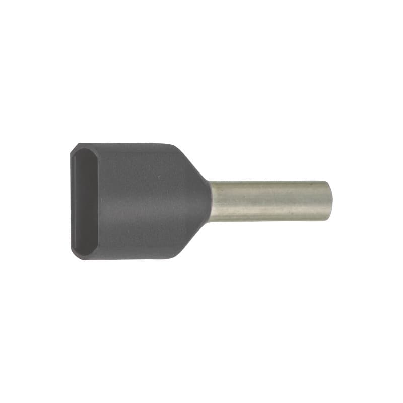 Duo wire end ferrules, DIN 46228 Part 4, grey, insulated, 2x0.75 mm² x 8 mm