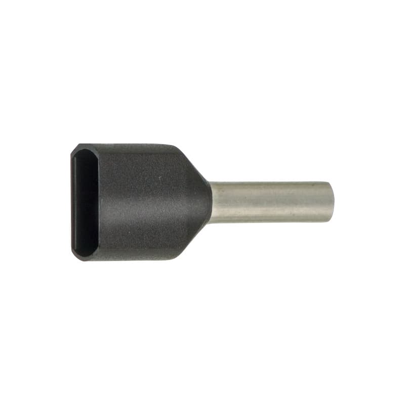 Duo wire end ferrules, DIN 46228 Part 4, black, insulated, 2x1.5 mm² x 8 mm