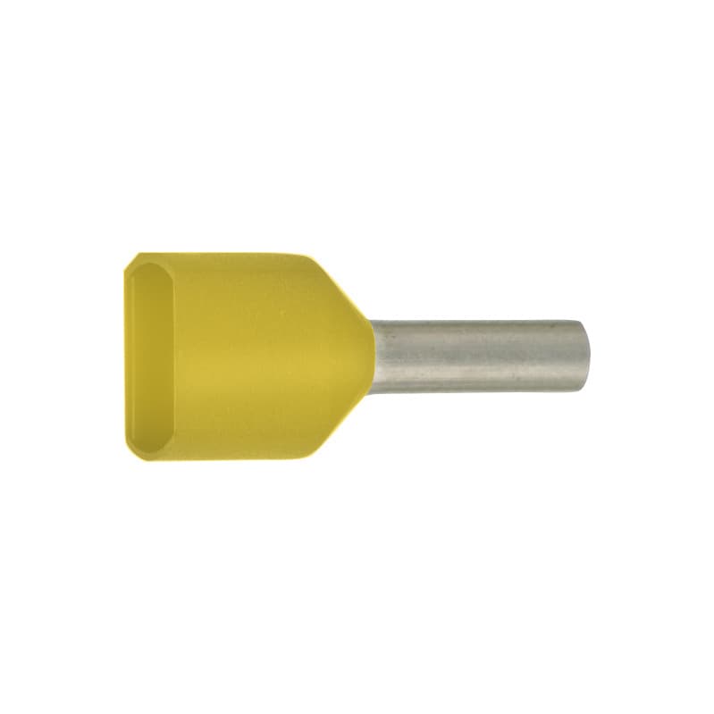 Duo wire end ferrules, DIN 46228 Part 4, yellow, insulated 2x6 mm² x 14 mm