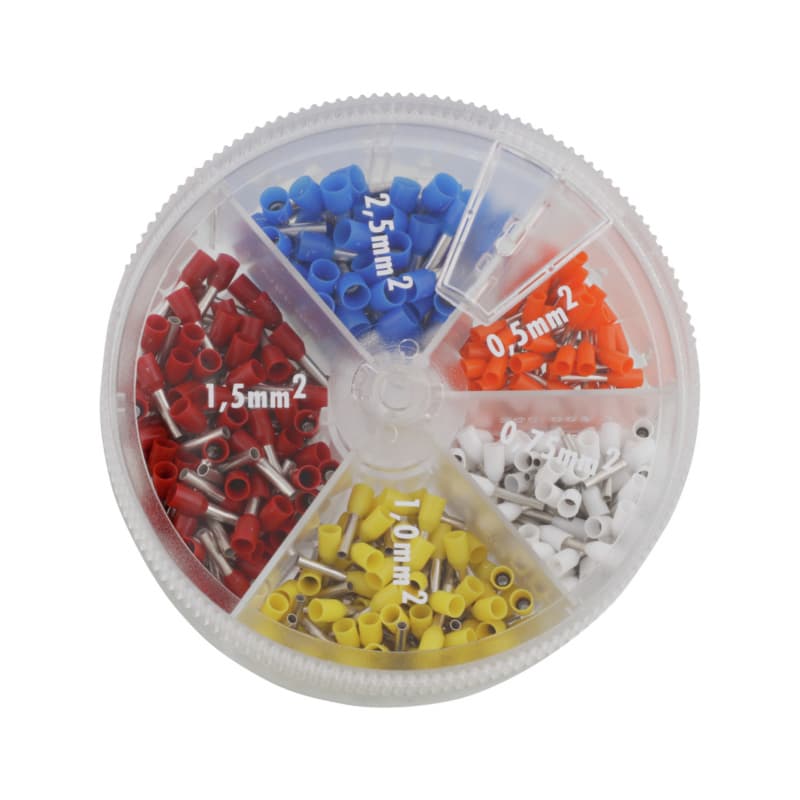 Assortment box of ZF wire end ferrules, insulated