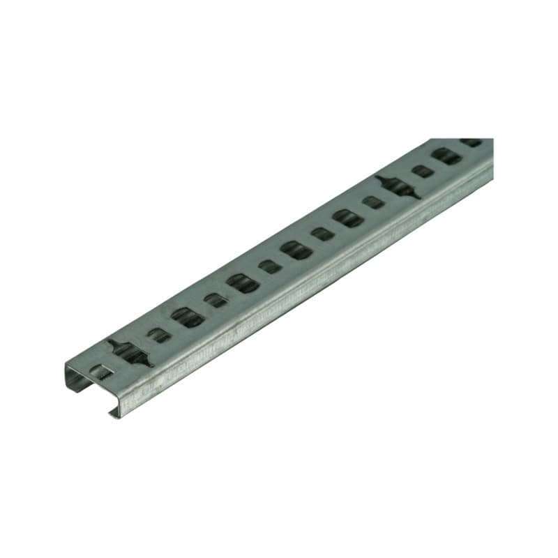 C profile rail, strip zinc plated, perforated 2000x20x8 slot width 11 mm